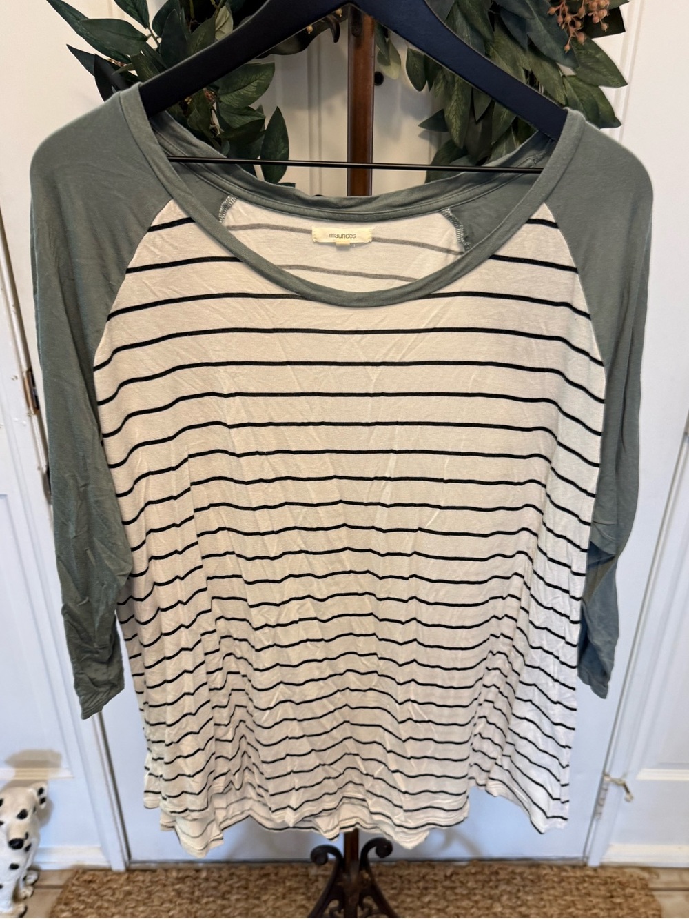 Maurices Stripe Colorblock Soft Jersey Knit Raglan Tee T Shirt 2X